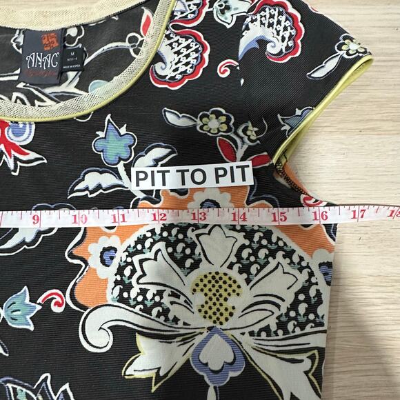 ANAC Designed by Kimi 90s Y2K Artsy Asian Inspired Print Mesh Knit Tee Top M - Picture 10 of 12